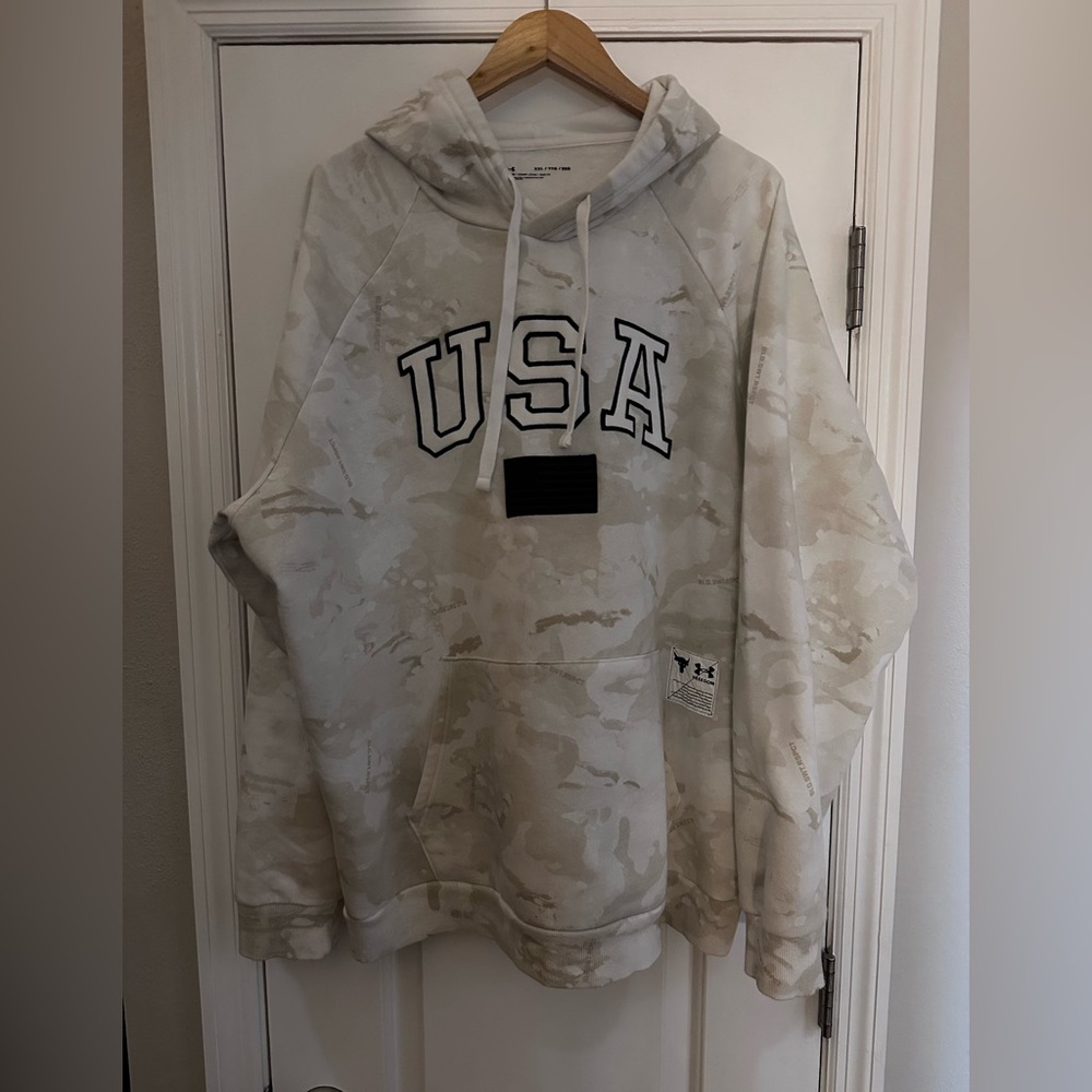 Under Armor Project Rock Freedom USA Camo Hoodie Men's Size XXL